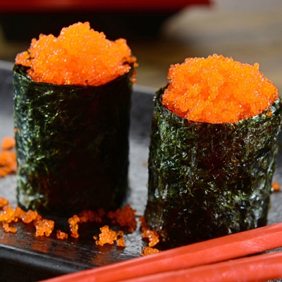 Capelan surgelé d'oeufs de poissons volants de sushi d'oeufs de poissons de capelan de Masago Tobiko